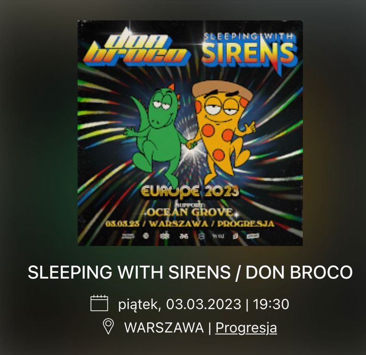 Sprzedam dwa bilety na koncert Don Broco 3.03.2023