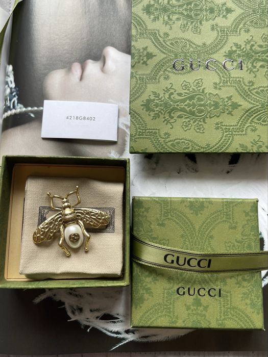 Mosiężna broszka gucci pszczoła pudełko prezent święta walentynki