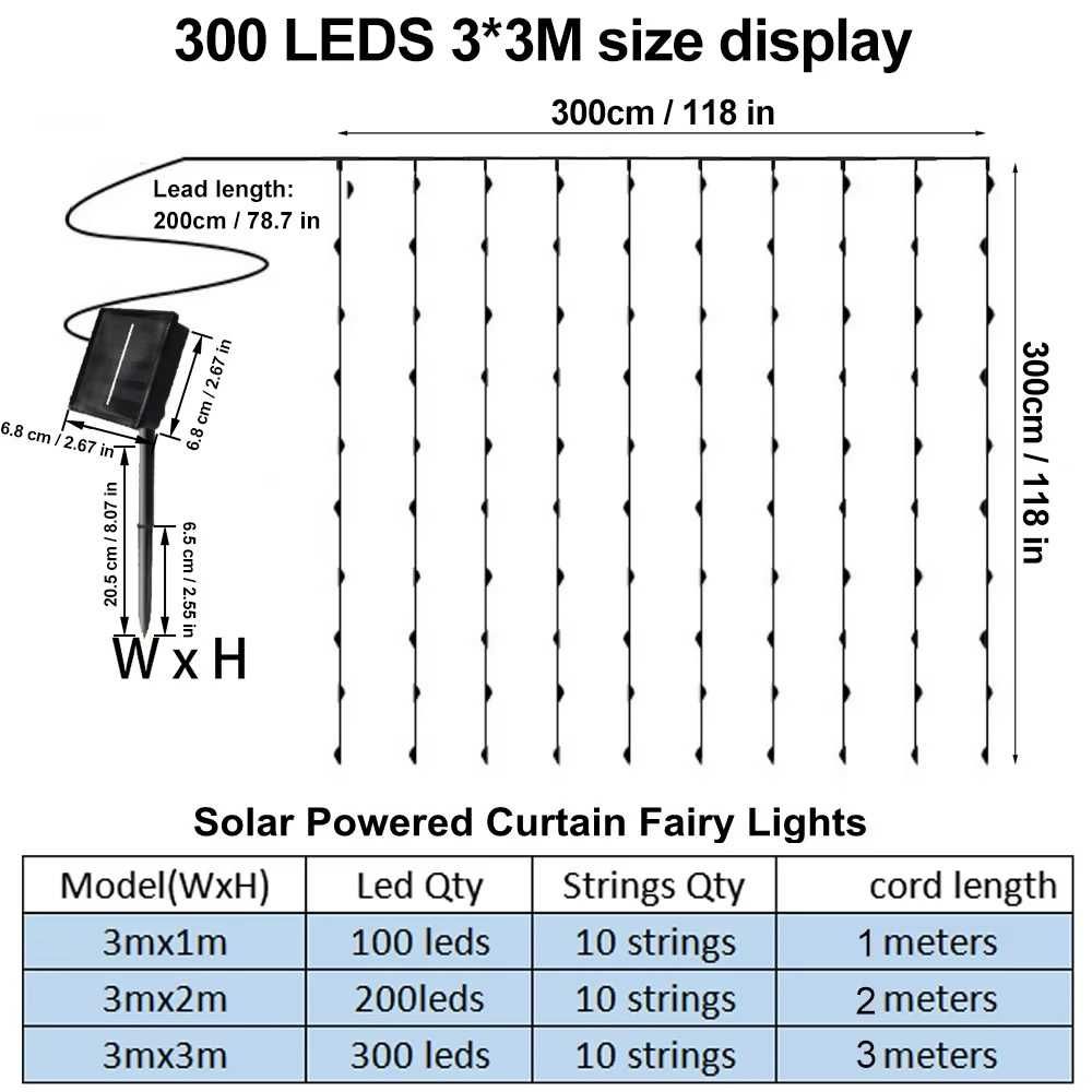 Kurtyna świetlna 300 LED 3x3 m biała