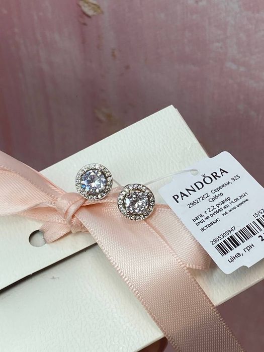 Сережки пусети пандора оригінал, нові сяючі сережки пандора, серьги
