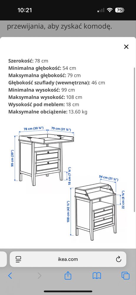 Komoda przewijaj ikea sundvik biala