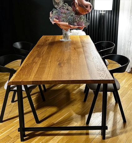 stół dębowy metalowe nogi loft rozkładany stoły blaty drewniane stol