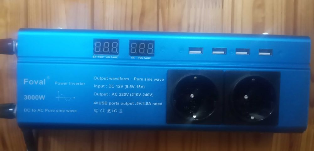 Інвертор Foval 3000w, перетворювач з 12В на 220В.
