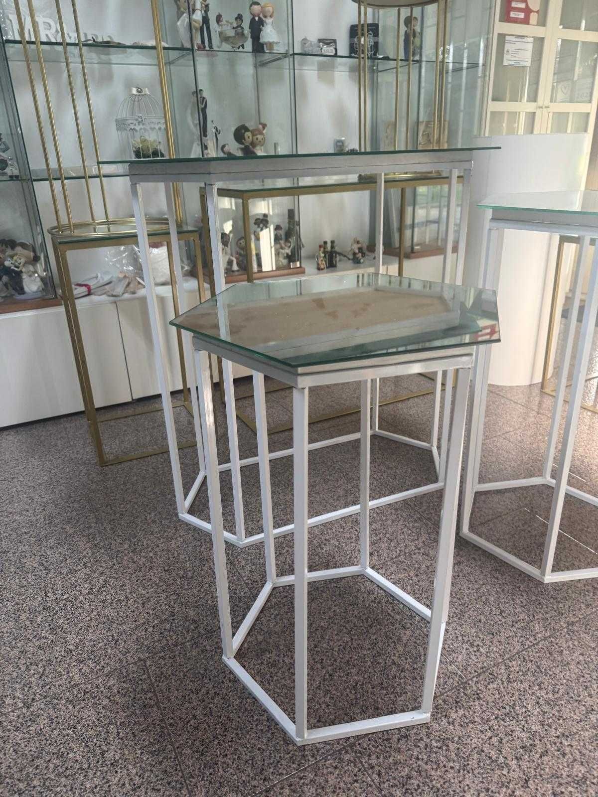 conjunto hexagonal branco