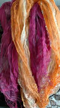 Wiosenno letnie kolorowe szaliki apaszki zestaw