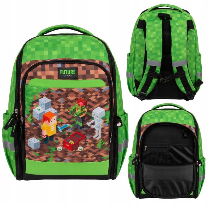 Nowy Plecak szkolny GAME LEVEL dla fana Minecraft chłopięcy usztywnian