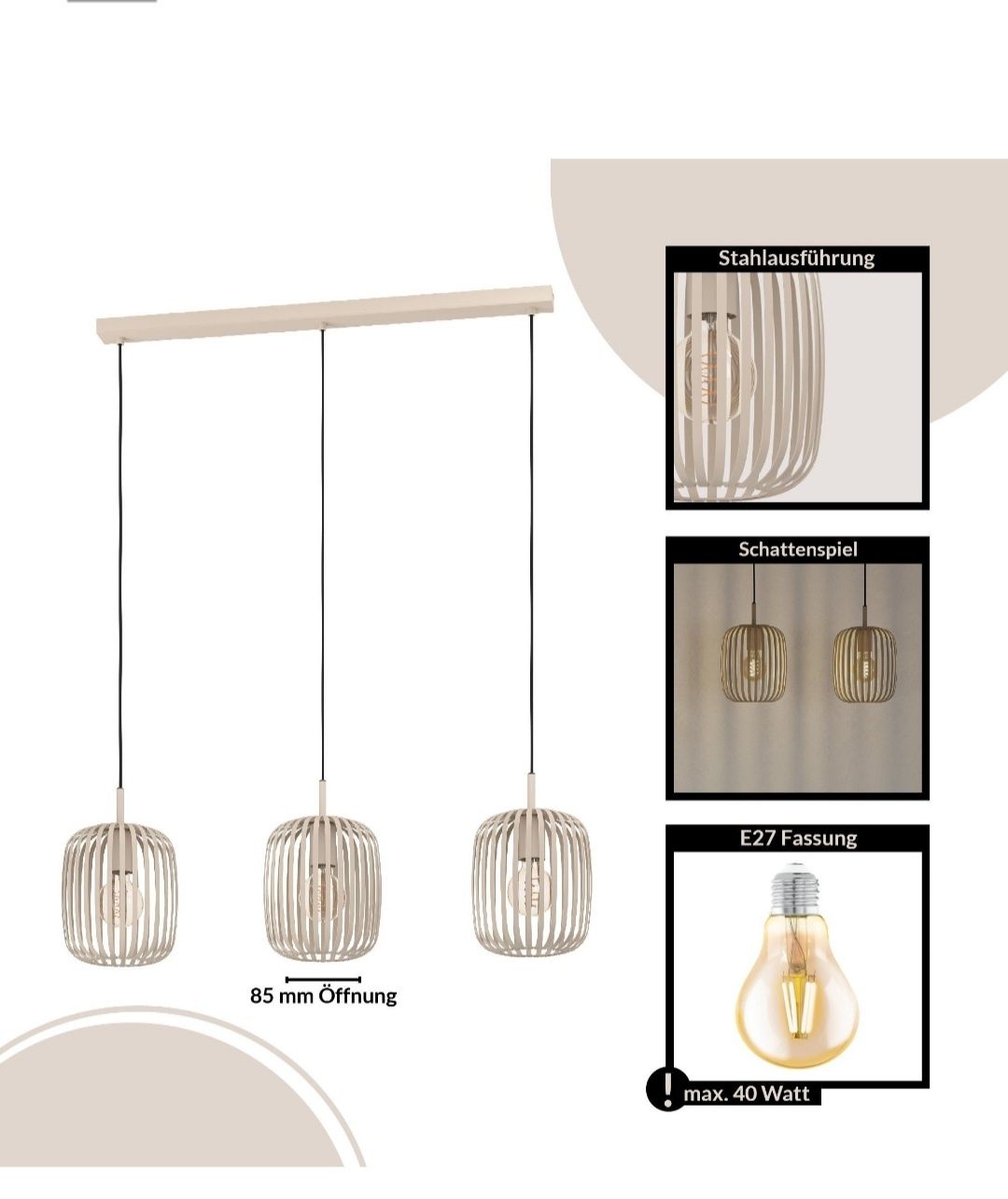 ROMAZZINA Lampa wisząca kinkiet oświetlenie salon kuchnia