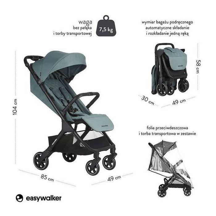 Easywalker Jackey kompaktowy, samoskładający z torbą transportową