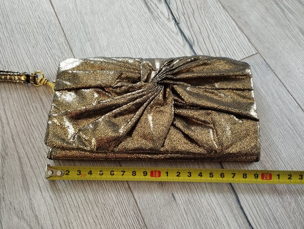 SEPHORA Złota torebka imprezę kopertowa portfel kosmetyczka kopertówka