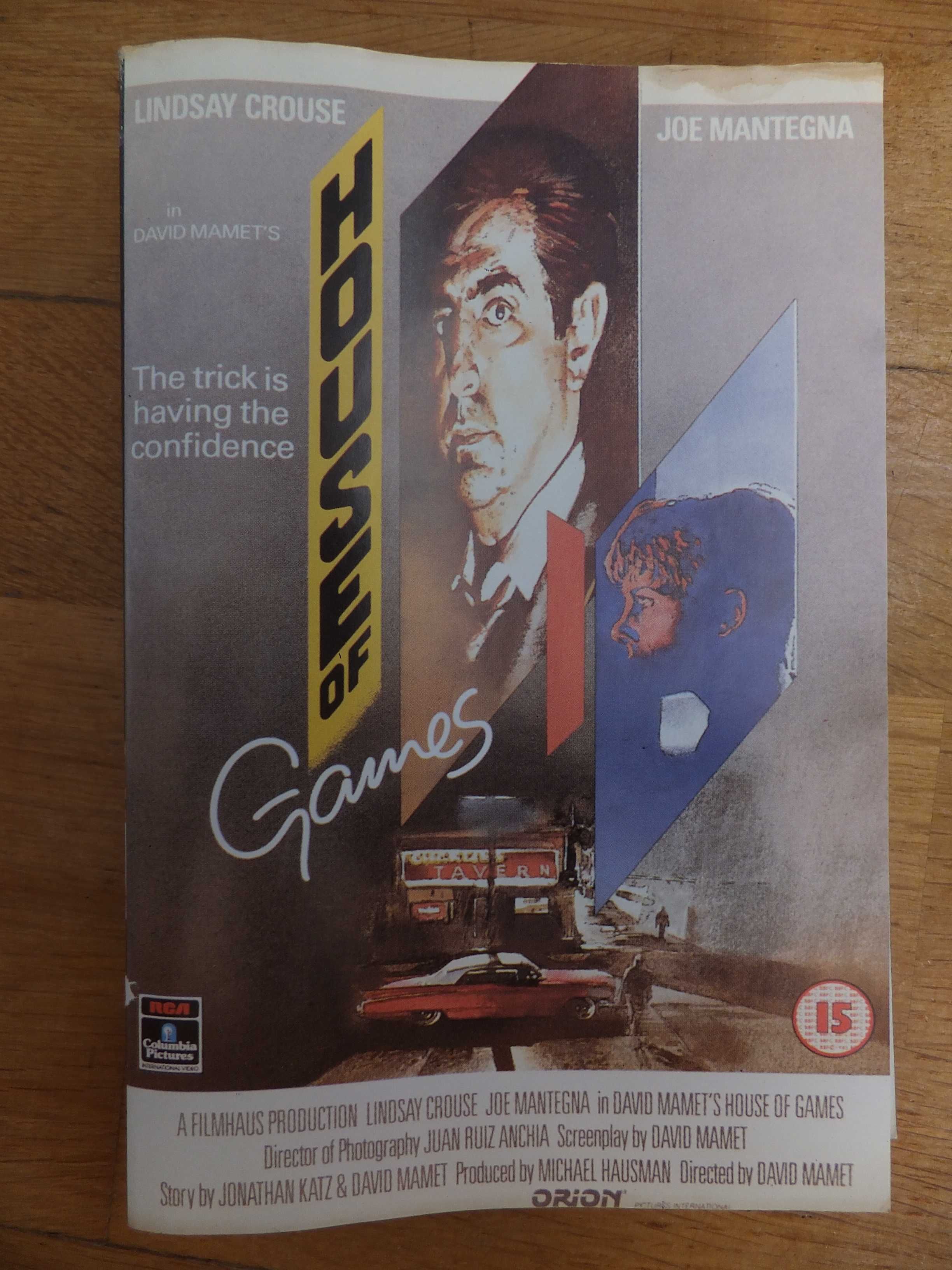 Okładka kasety VHS filmu ''House Of Games'' 1987 retro