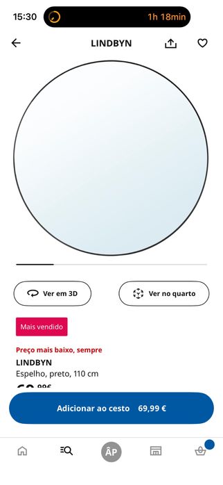 Espelho redondo 110cm de diâmetro