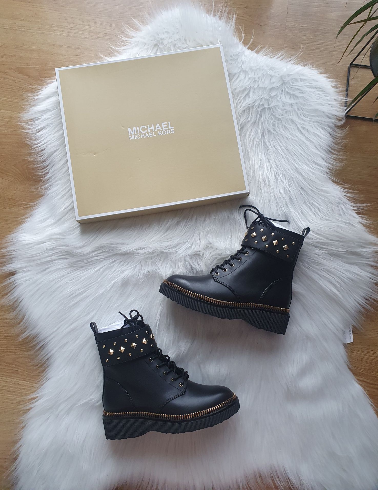 Botki Michael Kors rozmiar 35 czarne skórzane haskell bootie nowe