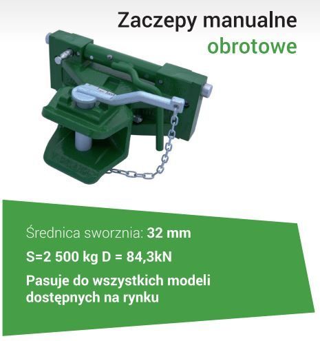 Manualny zaczep obrotowy z płytą przesuwną na dyszel 40/50' v. Orlandi