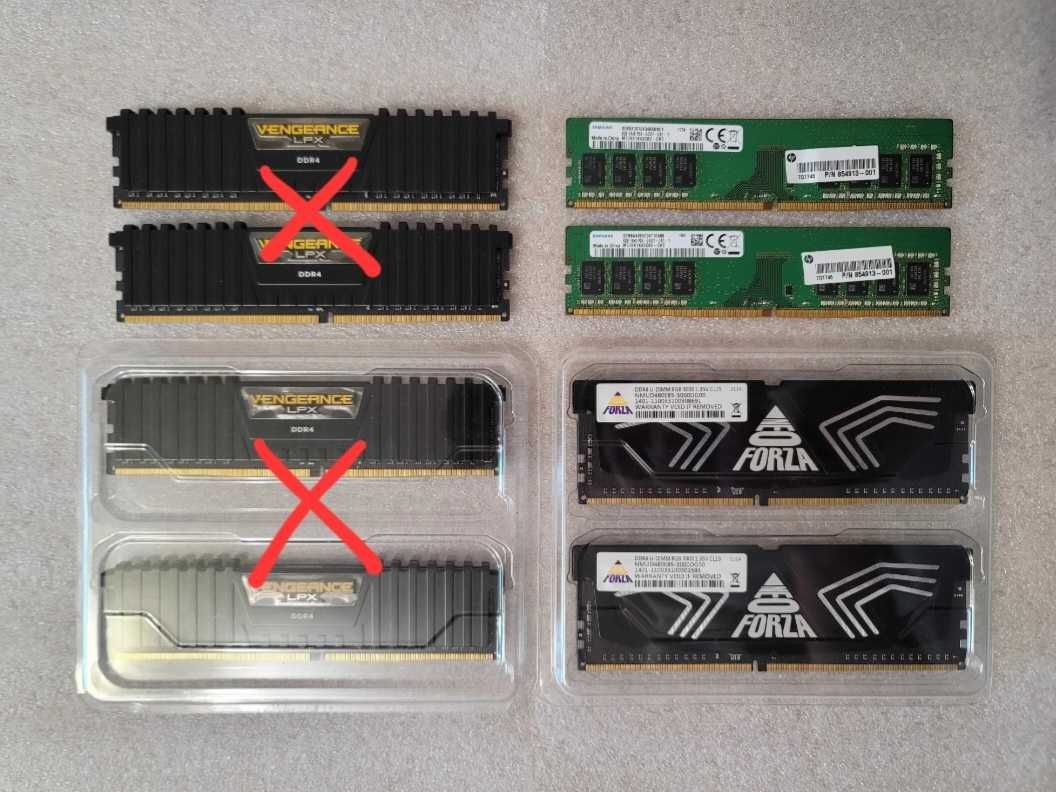 Оперативна пам'ять DDR4 2x8, Samsung, Corsair, Neo Forza.
