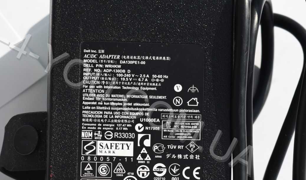 Оригінал DELL 65w, 90w, 130w, 180w 7.4 х 5.0мм блок живлення / питания
