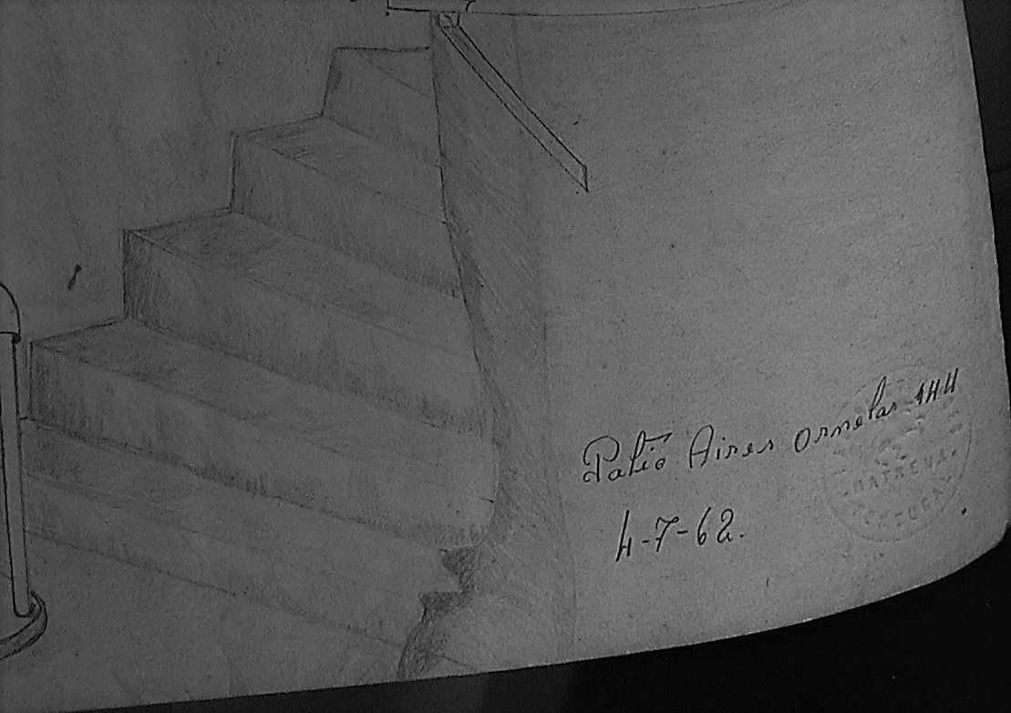Desenho/lápis-4julho1962-Pátio Rua Aires Ornelas, 144-Porto