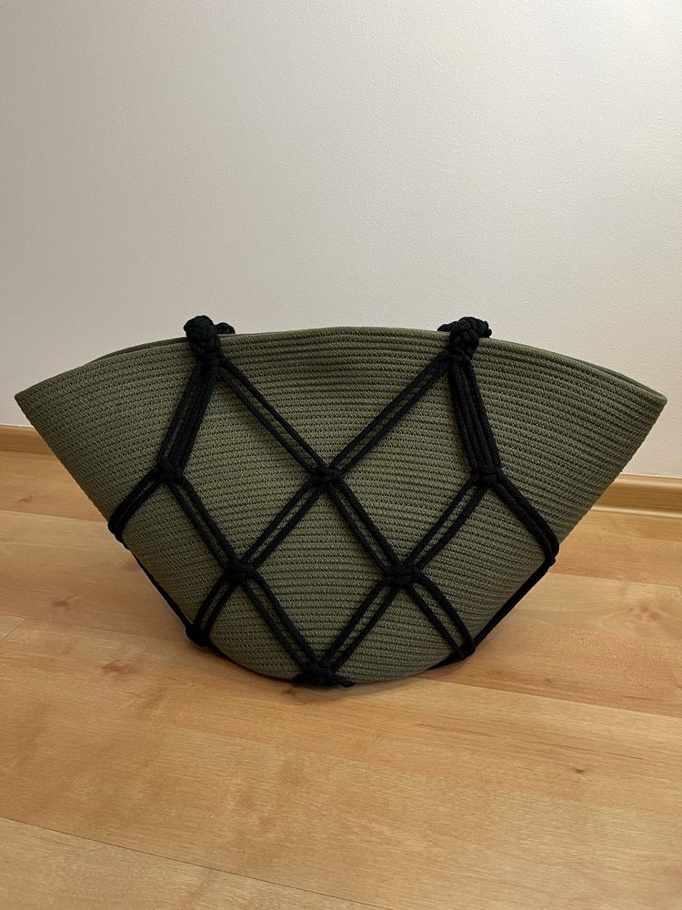 Torba na lato, shopper w kolorze oliwka/czarny