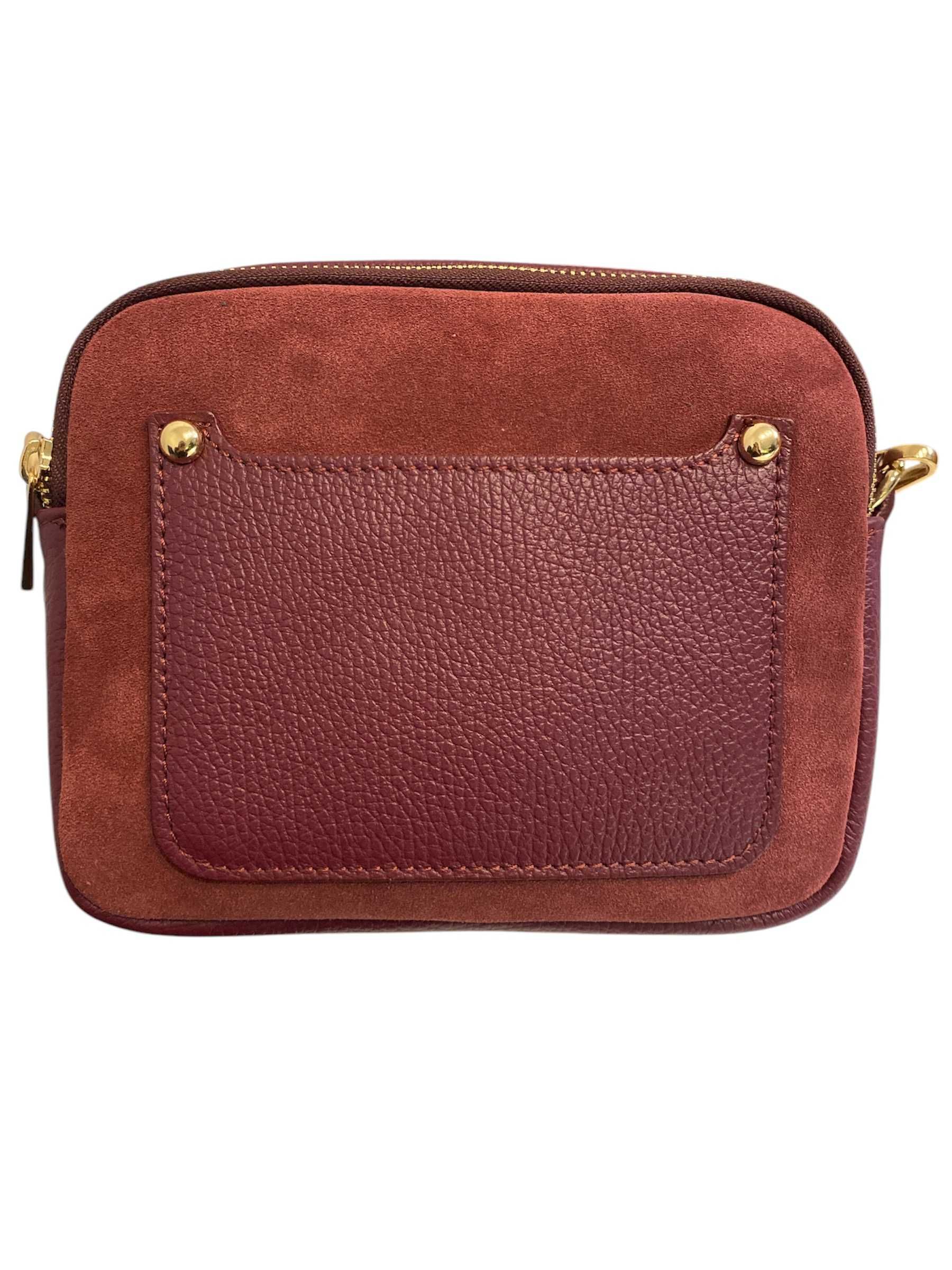 Torebka włoska Vera Pelle CROSSBODY skóra naturalna BORDOWA