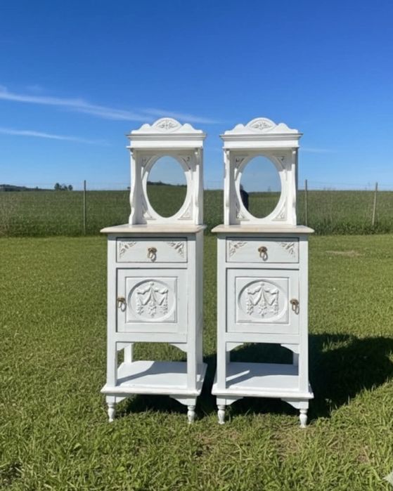 Mesas Cabeceira Brancas Arte Nova