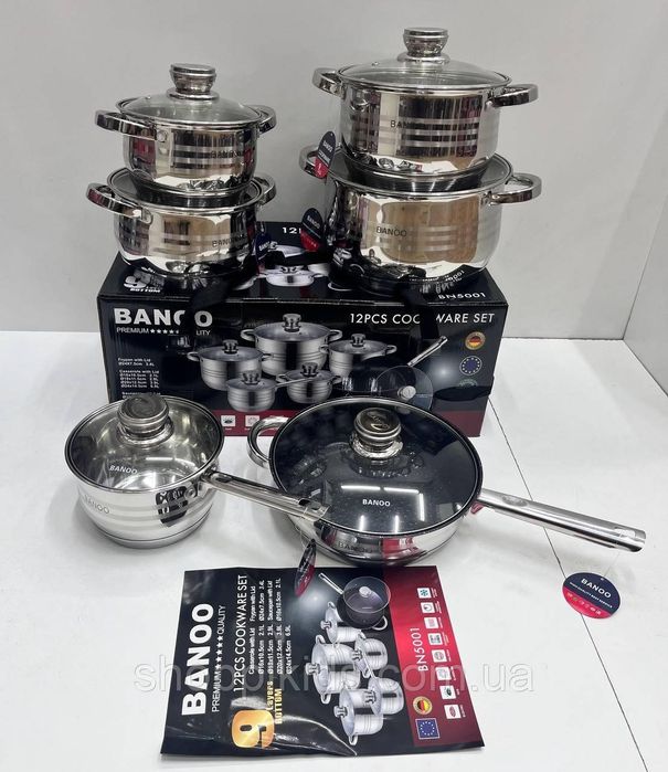Німецький набір каструль з нержавіючої сталі Zepline 12 предметів