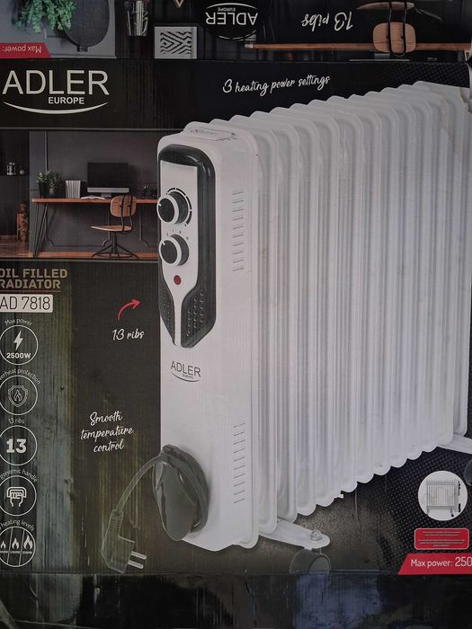 Grzejnik Olejowy na kółkach 13 żeberek 2500W firmy Adler