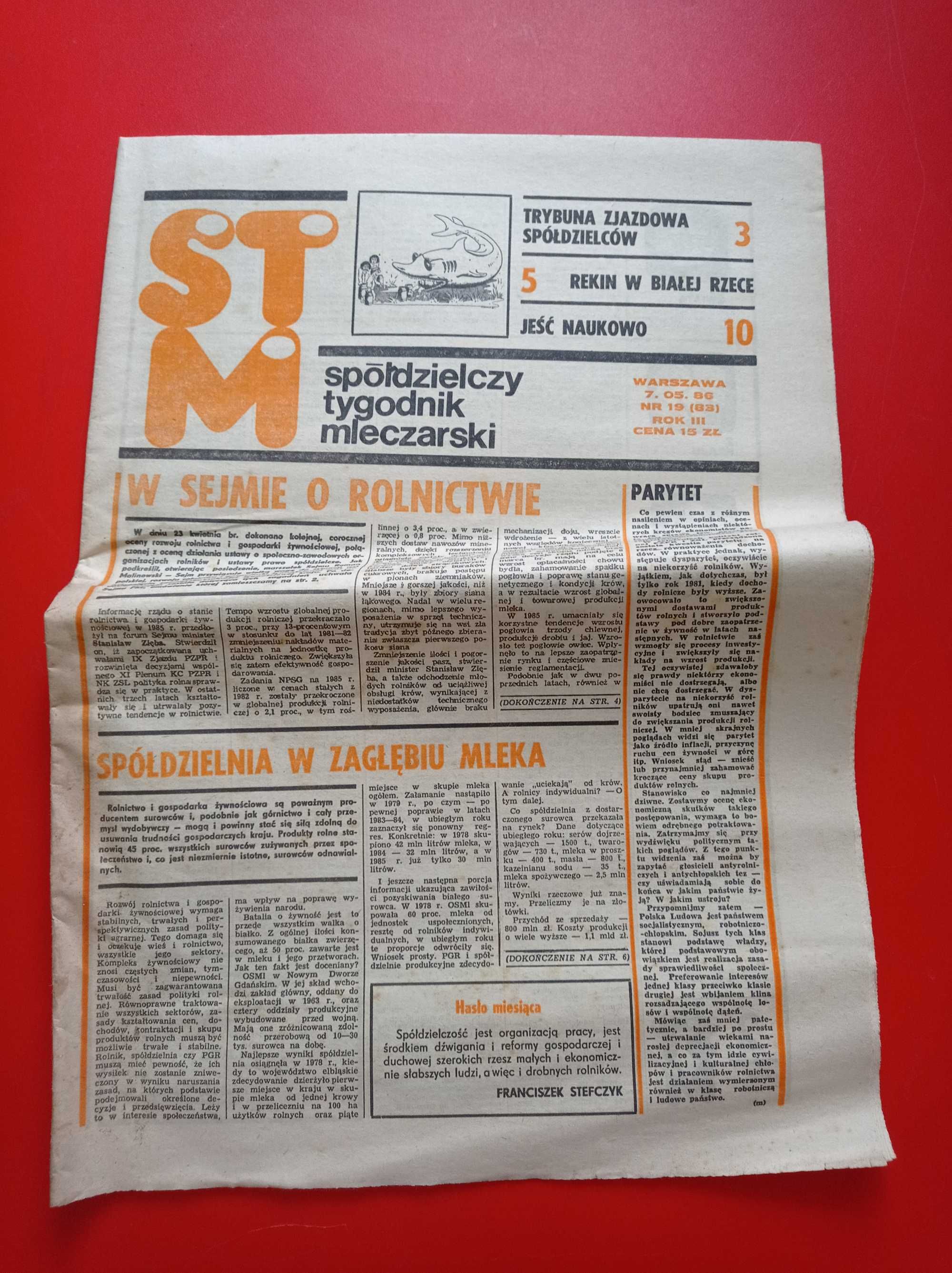 STM Spółdzielczy Tygodnik Mleczarski nr 19 / 1986