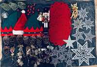 Ozdoby świąteczne zestaw rustykalne brokatowe 193 elementy okazja