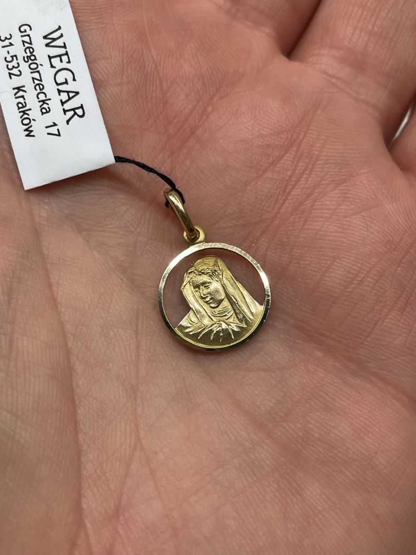 Piękna Złota Zawieszka - 18K - 1,84g - MATKA BOSKA - Kraków