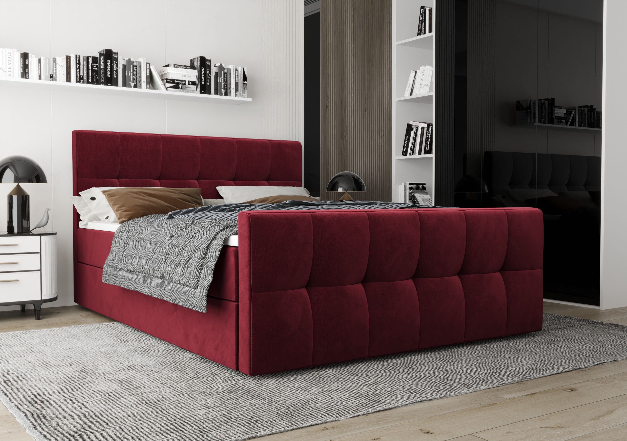 Łóżko Kontynentalne Sypialniane YORK + TOPPER 160x200 EN MEBLE