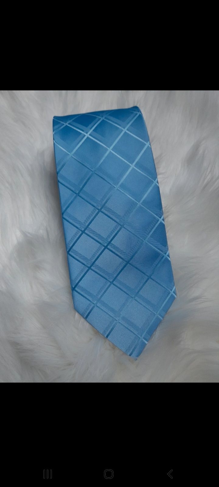 Niebieski nowy krawat męski krata polyester stylowy Vincenzo Microfibr