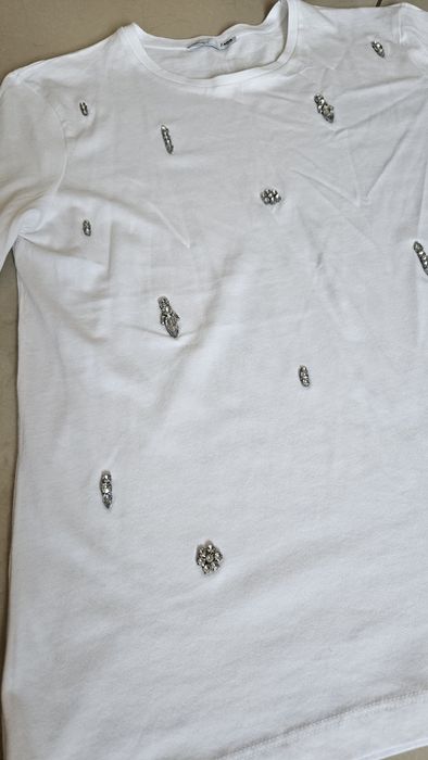 Zara t-shirt r. S nowy cyrkonie bawełna i modal