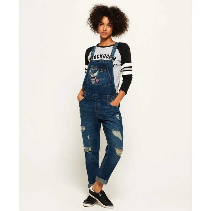 SUPERDRY Jeans Ogrodniczki Spodnie Damskie XS Oryginalne Super Stan