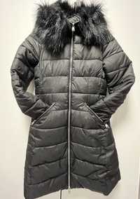 czarna ciepła długa zimowa kurtka płaszcz dopasowana diverse