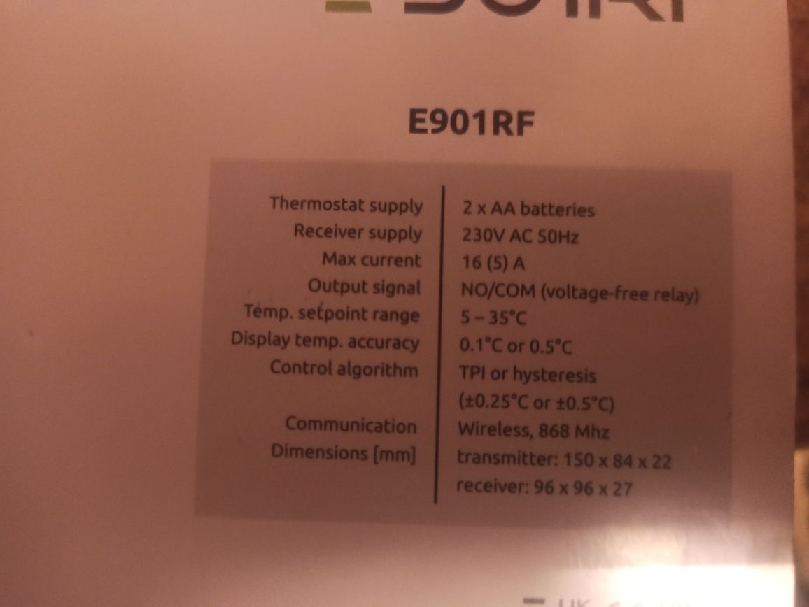 ENGO 901RF. Sterownik pokojowy.