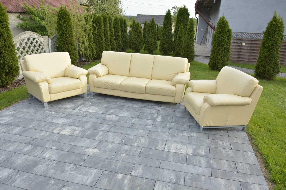Zestaw mebli skórzanych, komplet wypoczynkowy skóra naturalna,skóra