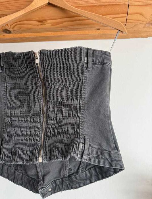 Top damski gorset jeansowe szary Zara Y2K basic seksowny festiwal L/40
