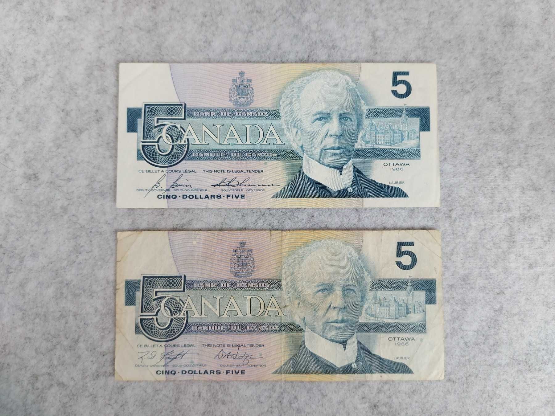 Канадські банкноти 5, 20, 100 долларів 1986, 1988, 1991 років