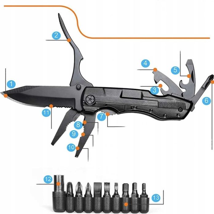 Nóż Składany Wielofunkcyjny Scyzoryk Multitool Taktyczny