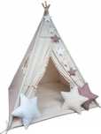Namiot beżowy + pompony (wigwam, domek, tipi] VITKAME)