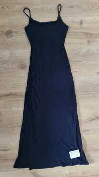 Nowa sukienka asos czarna długa sznurowane rozcięcie r.36