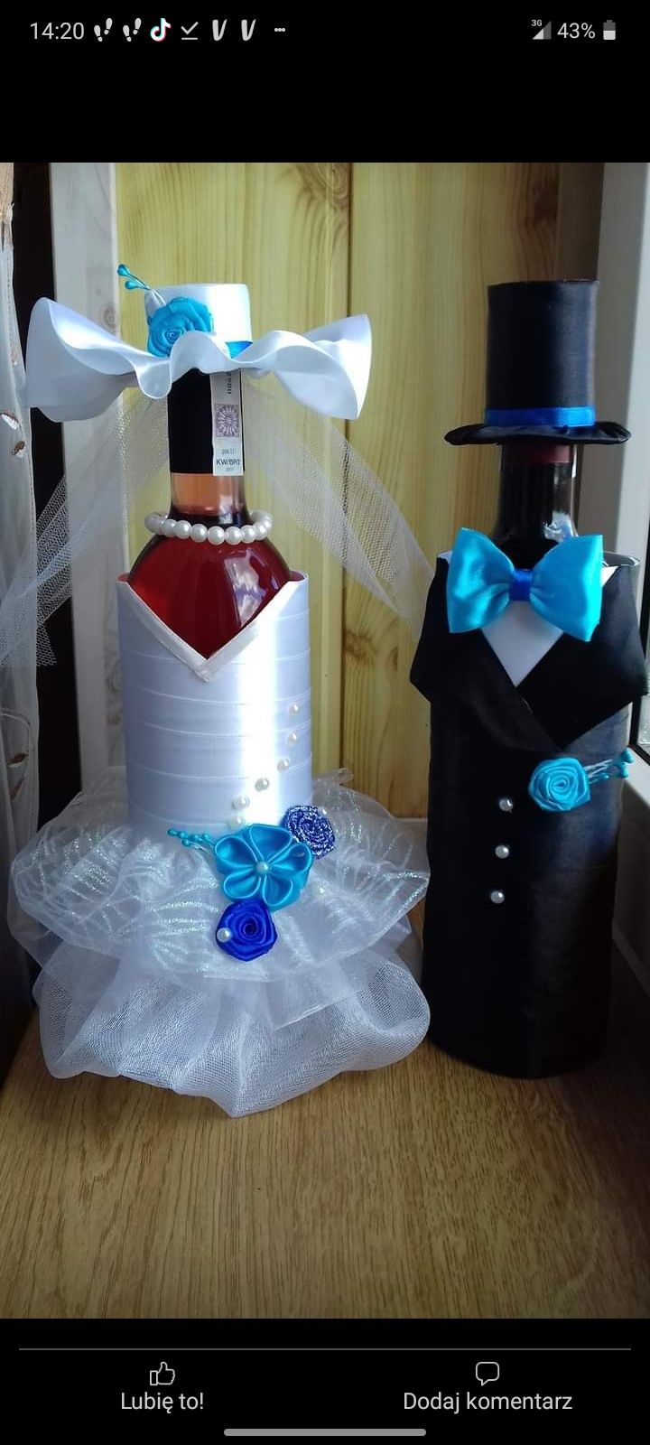 Dekoracja ślubna prezent na ślub dekoracja na wino