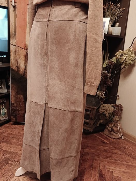 Спідниця натуральна замша довга М-L шкіряна макси юбка