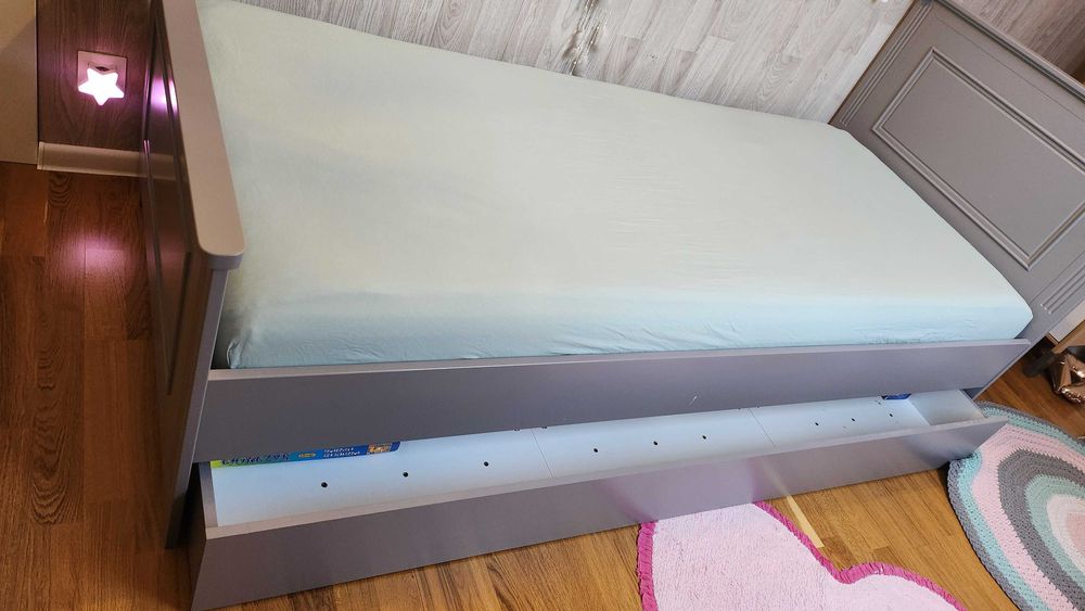 Lozko drewniane/szare 90/200