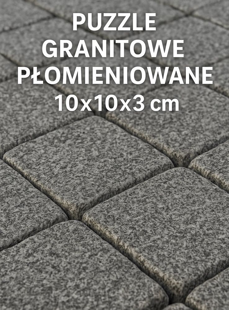 Puzzle granitowe płomieniowane 10x10x3 cm – ponad 20 m² dostępne