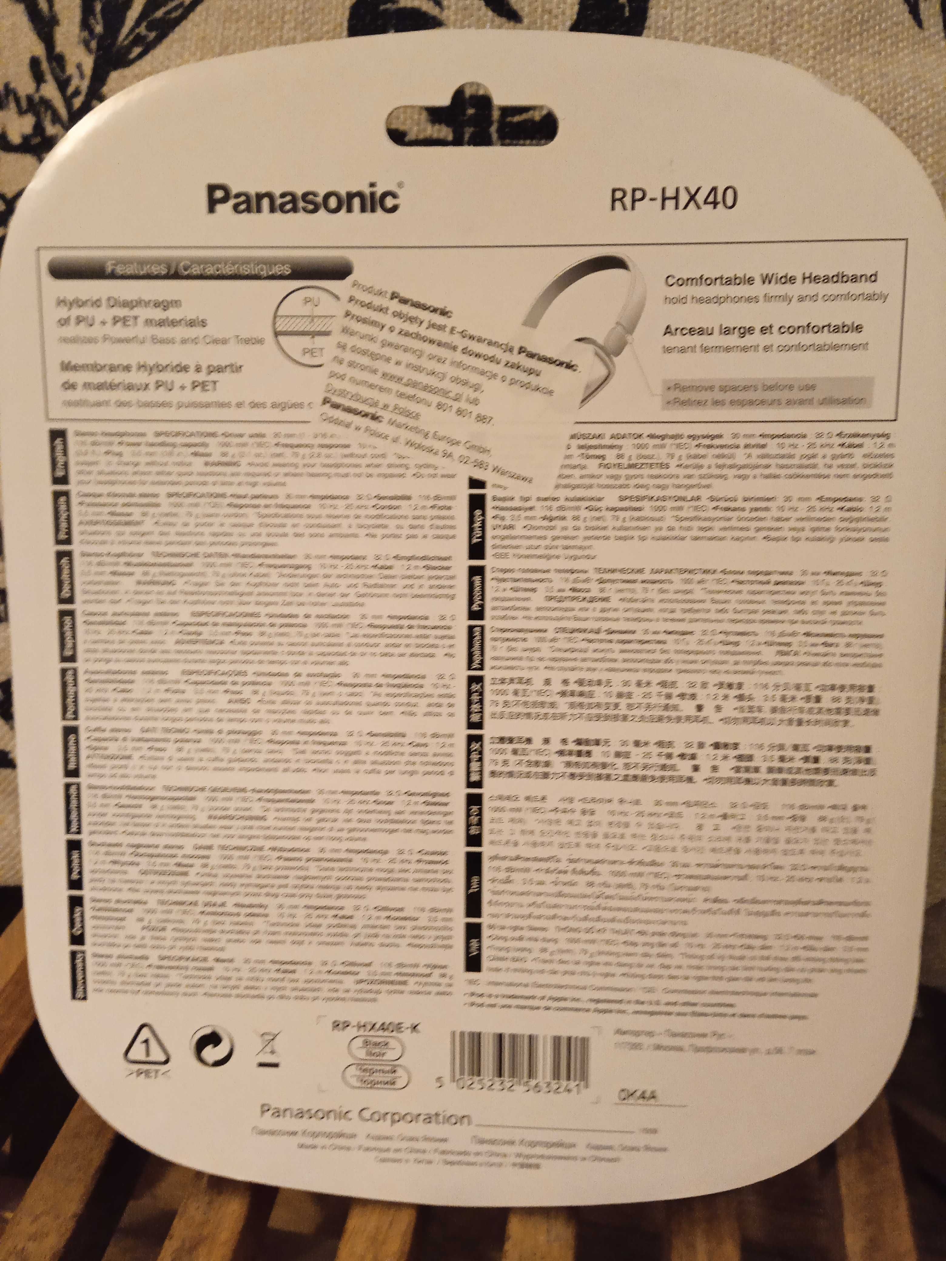 Słuchawki slim Panasonic RP-HX40