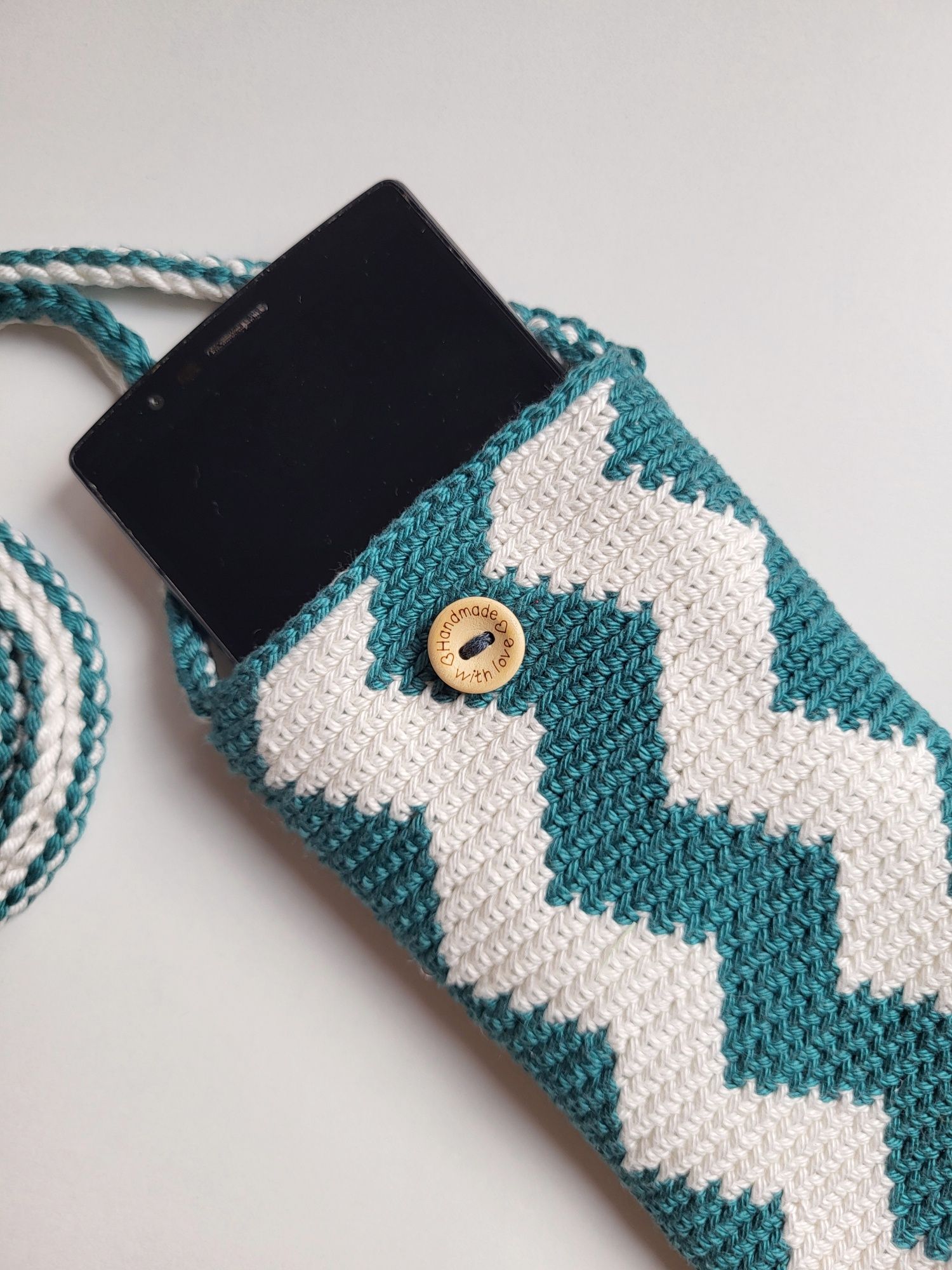Torebka na telefon Fala morska. Saszetka. Etui. Handmade