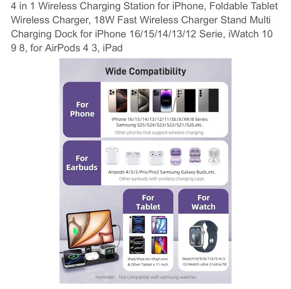 Wireless Charger 4 in 1, ladowarka indukcyjna