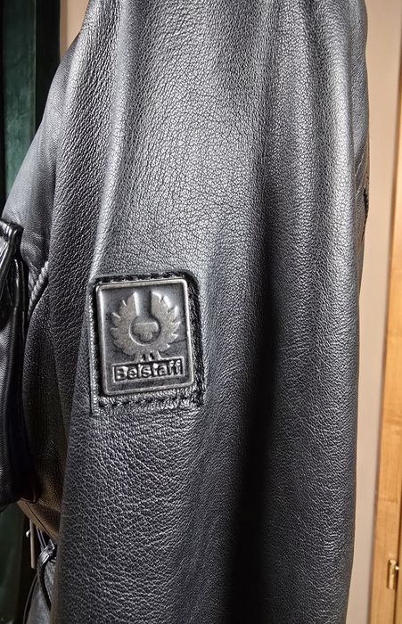 BELSTAFF damska skórzana kurtka czarna ramoneska z paskiem