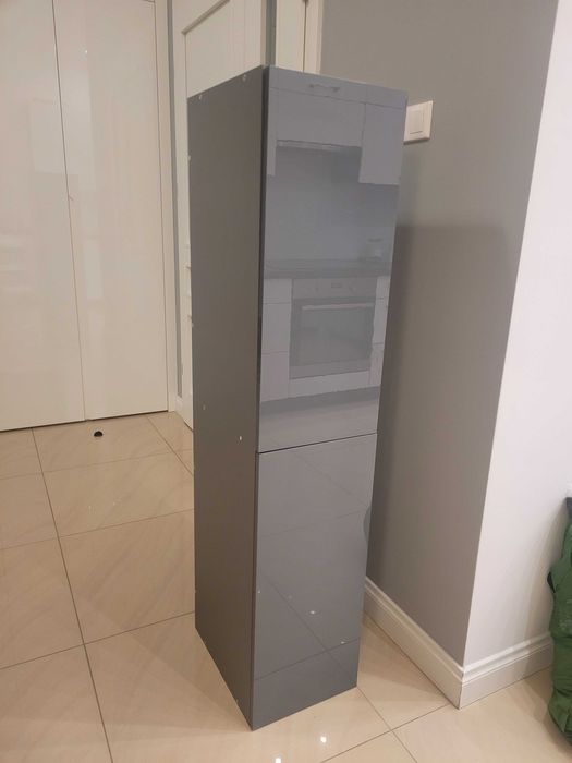 konsola wisząca, szara, 140 x 38 x 30 cm, fronty - wysoki połysk