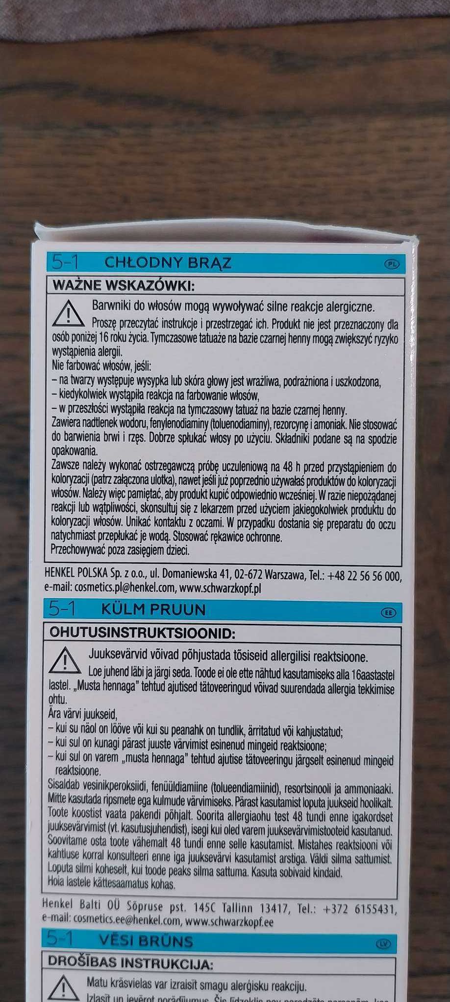 Farba do włosów Schwarzkopf Gliss Color 5-1 chłodny brąz